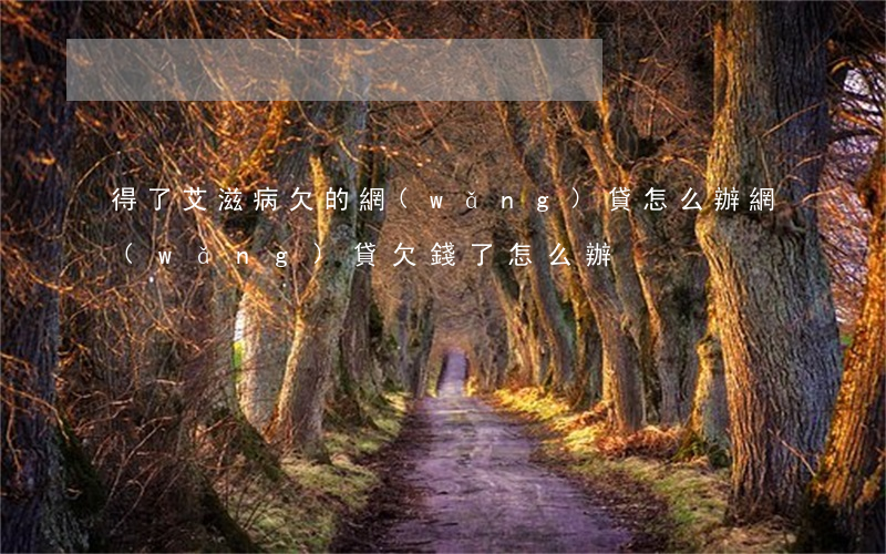 得了艾滋病欠的網(wǎng)貸怎么辦(網(wǎng)貸欠錢了怎么辦)