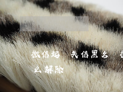 微信起訴失信黑名單(微信起訴失信黑名單怎么解除)
