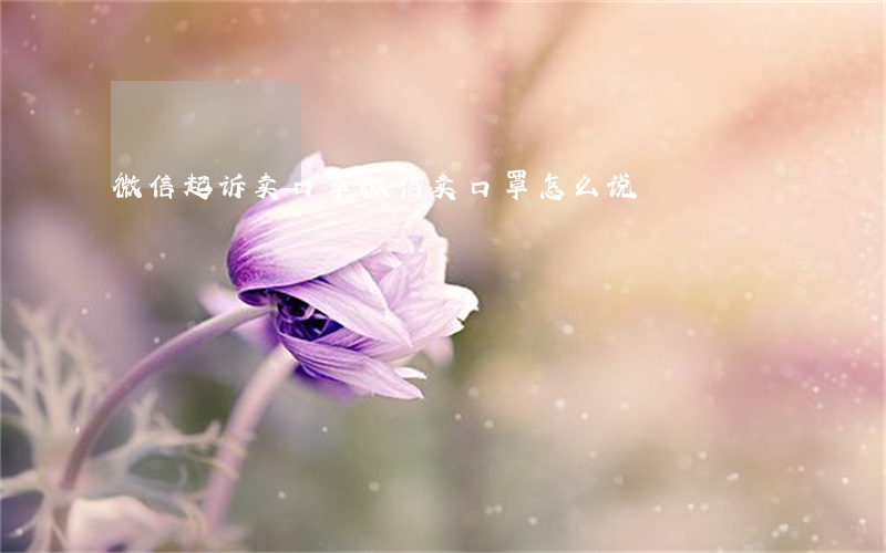 微信起诉卖口罩(微信卖口罩怎么说)