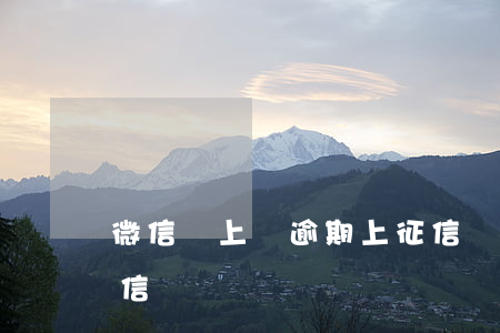 微信馬上貸逾期上征信嗎-剛逾期立馬上征信嗎