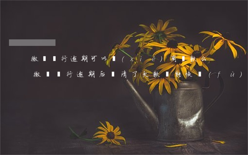 微眾銀行逾期可以協(xié)商還款么-微眾銀行逾期后還清了欠款,還能恢復(fù)額度嗎?