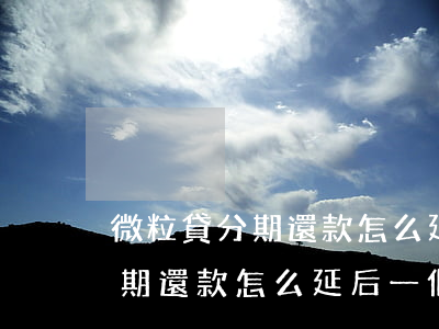 微粒貸分期還款怎么延后一個月-微粒貸分期還款怎么延后一個月還款