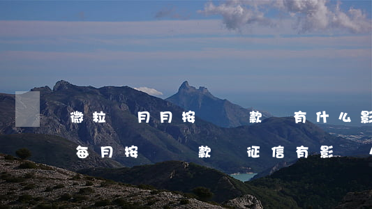 微粒貸月月按時還款會有什么影響-微粒貸每月按時還款,對征信有影響么