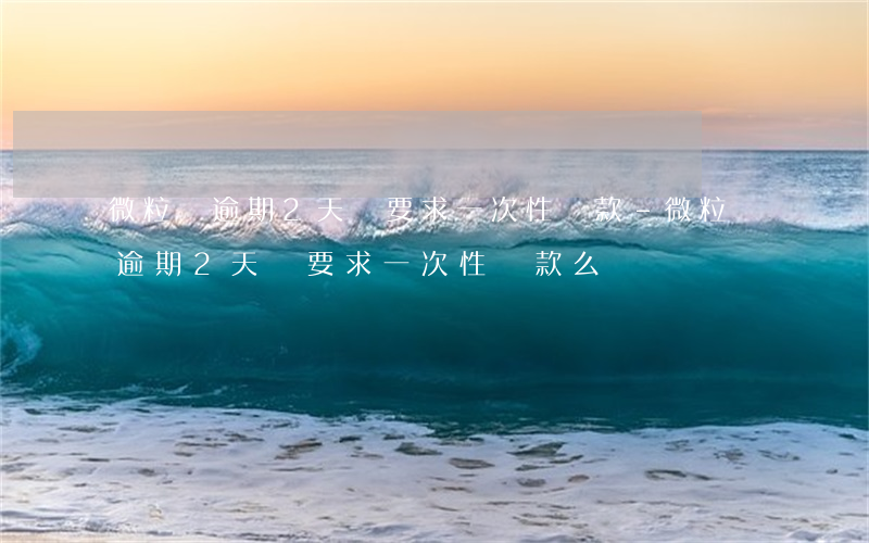 微粒貸逾期2天會要求一次性還款-微粒貸逾期2天會要求一次性還款么