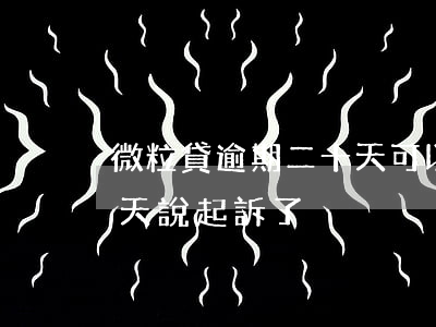 微粒貸逾期二十天可以不-微粒貸逾期二十天說起訴了