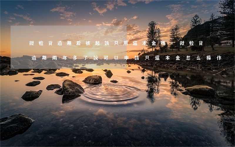 微粒貸逾期后被起訴只用還本金嗎-微粒貸逾期兩年多了說可以申請只還本金怎么操作