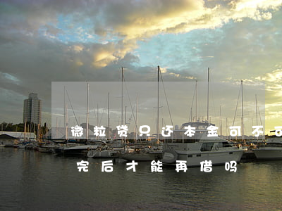 微粒贷只还本金可不可-微粒贷只有全部还完后才能再借吗?
