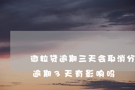 微粒贷逾期三天会取消分期资格吗-微粒贷逾期3天有影响吗?