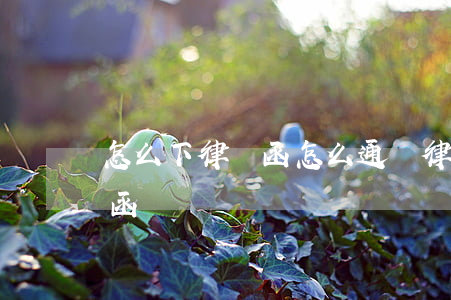 怎么下律師函(怎么通過律師發(fā)律師函)