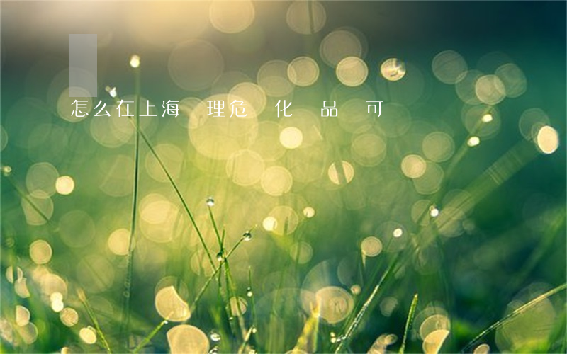 怎么在上海辦理危險化學品許可證