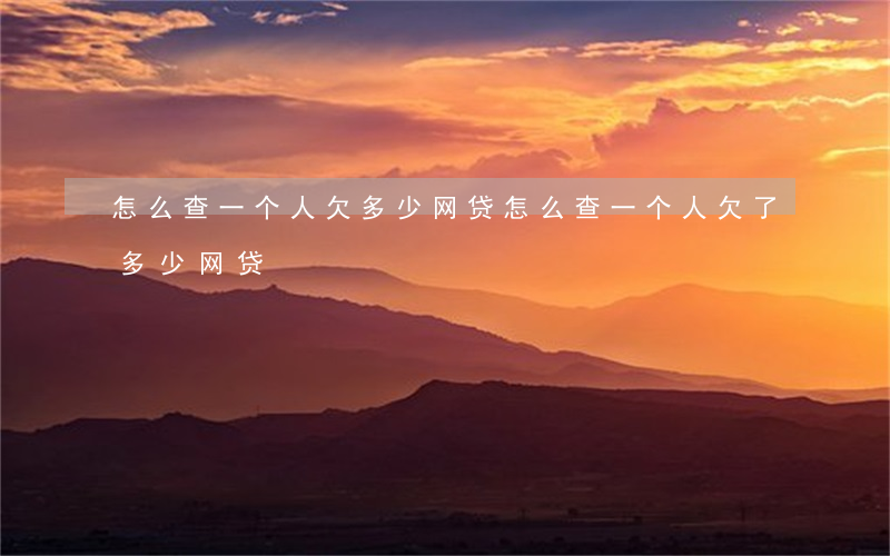 怎么查一个人欠多少网贷(怎么查一个人欠了多少网贷)