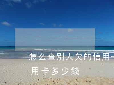 怎么查別人欠的信用卡-怎么查別人欠的信用卡多少錢