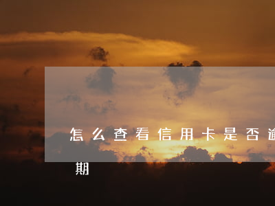 怎么查看信用卡是否逾期(怎样查询信用卡逾期)