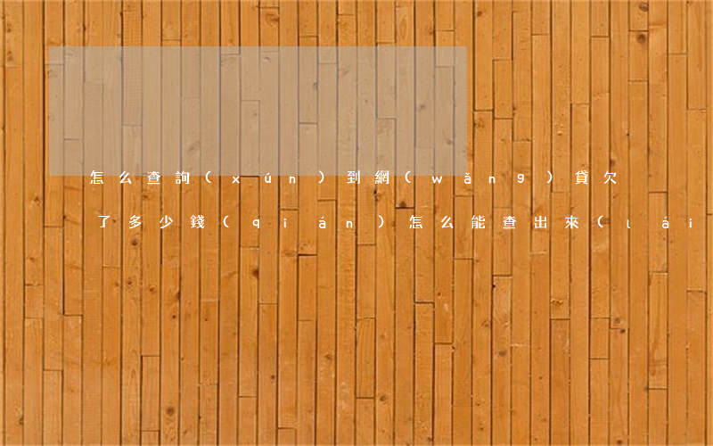 怎么查詢(xún)到網(wǎng)貸欠了多少錢(qián)(怎么能查出來(lái)網(wǎng)貸欠了多錢(qián))