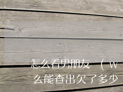 怎么看男朋友網(wǎng)貸欠了多少(怎么能查出欠了多少網(wǎng)貸)