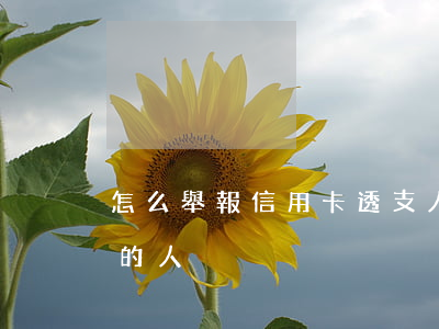 怎么舉報信用卡透支人員(如何舉報欠信用卡的人)