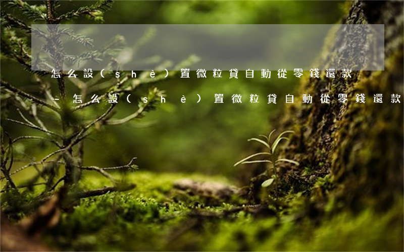 怎么設(shè)置微粒貸自動從零錢還款-怎么設(shè)置微粒貸自動從零錢還款呢