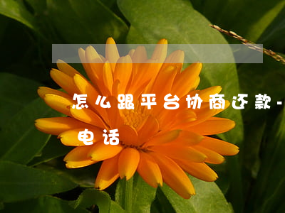 怎么跟平台协商还款-怎么跟平台协商还款电话