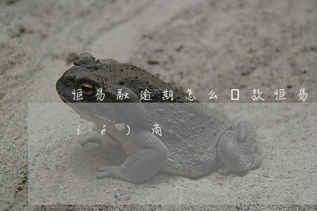 恒易融逾期怎么還款(恒易貸逾期一年協(xié)商)