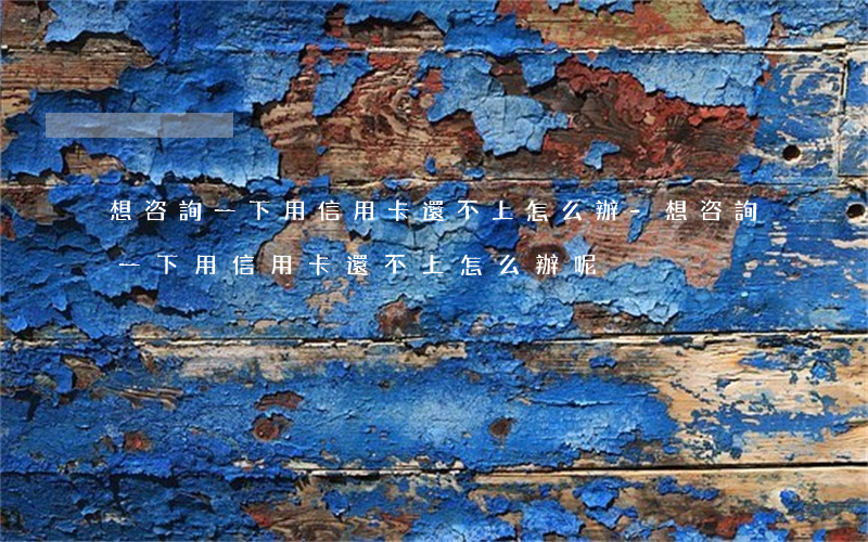 想咨詢一下用信用卡還不上怎么辦-想咨詢一下用信用卡還不上怎么辦呢