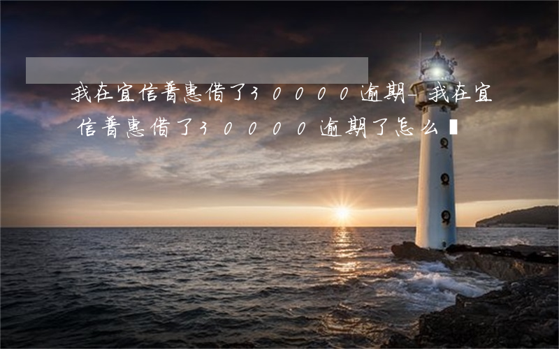 我在宜信普惠借了30000逾期-我在宜信普惠借了30000逾期了怎么辦