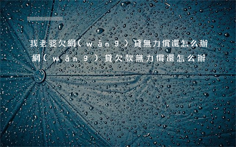 我老婆欠網(wǎng)貸無力償還怎么辦(網(wǎng)貸欠款無力償還怎么辦)