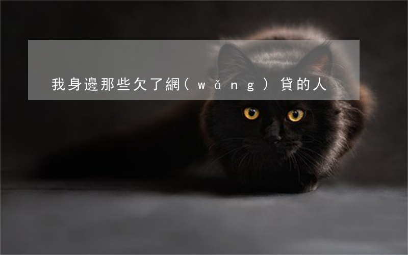 我身邊那些欠了網(wǎng)貸的人