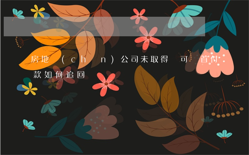 房地產(chǎn)公司未取得許可證首付款如何追回