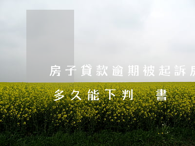 房子貸款逾期被起訴(房子貸款逾期被起訴了多久能下判決書)