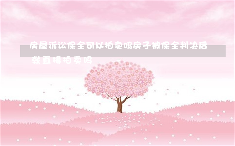 房屋诉讼保全可以拍卖吗(房子被保全,判决后就直接拍卖吗)