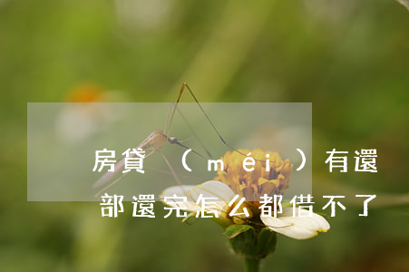 房貸沒(méi)有還夠全不全逾期(逾期全部還完怎么都借不了)