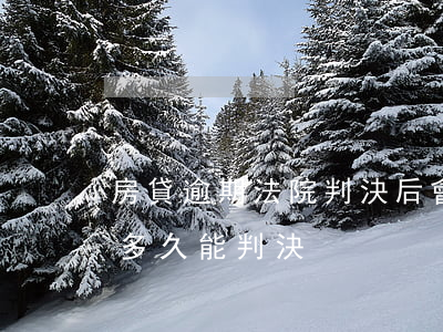 房貸逾期法院判決后會怎樣-房貸逾期起訴多久能判決