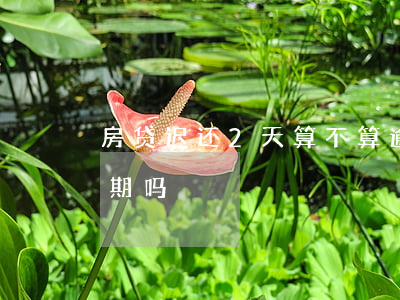 房贷迟还2天算不算逾期(房贷晚还2天算逾期吗)