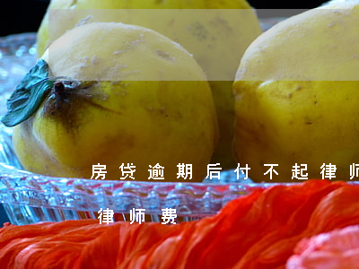 房贷逾期后付不起律师费 房贷逾期后付不起律师费
