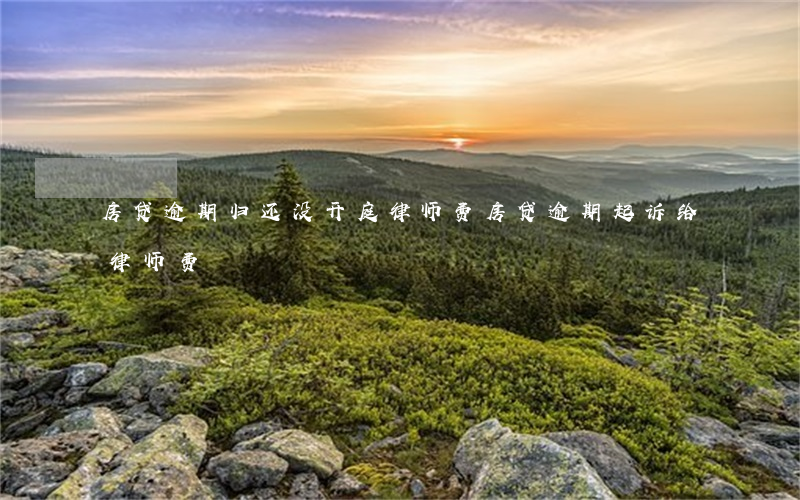 房贷逾期归还没开庭律师费(房贷逾期起诉给律师费)