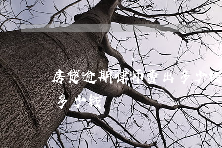 房贷逾期律师费出多少钱(房贷逾期律师费出多少钱)
