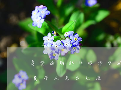 房贷逾期起诉律师要求先付费(房贷逾期律师费吓人怎么处理)