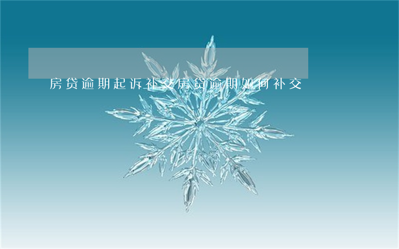 房贷逾期起诉补交(房贷逾期如何补交)