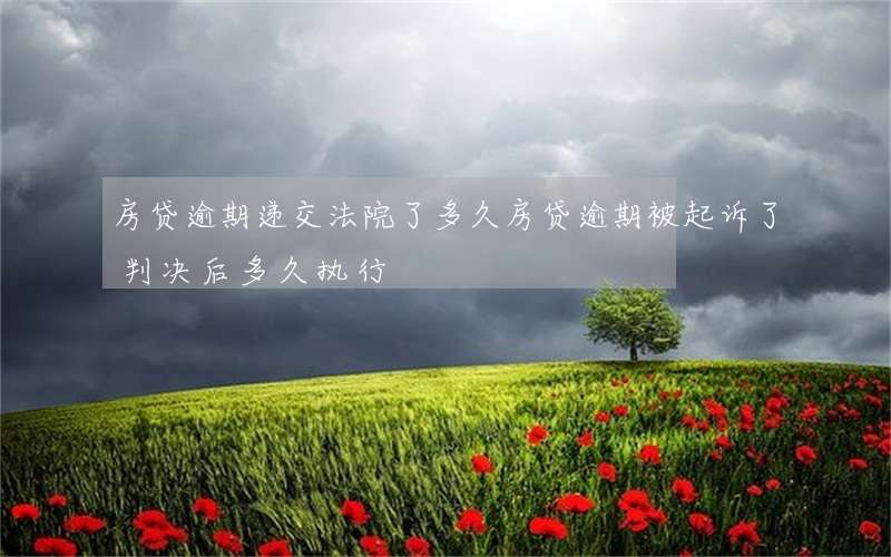 房贷逾期递交法院了多久(房贷逾期被起诉了判决后多久执行)