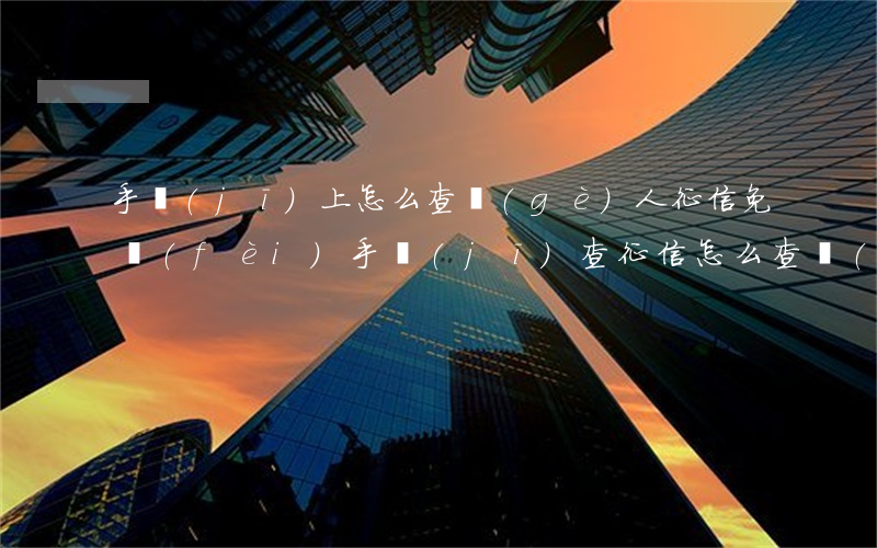 手機(jī)上怎么查個(gè)人征信免費(fèi)(手機(jī)查征信怎么查 個(gè)人免費(fèi)查詢)