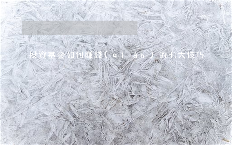 投資基金如何賺錢(qián)的七大技巧