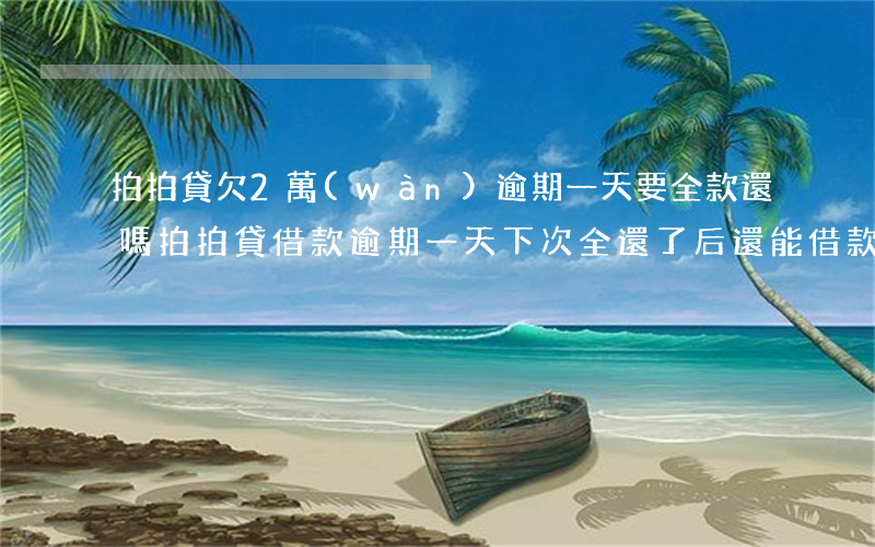 拍拍貸欠2萬(wàn)逾期一天要全款還嗎(拍拍貸借款逾期一天,下次全還了后還能借款么)