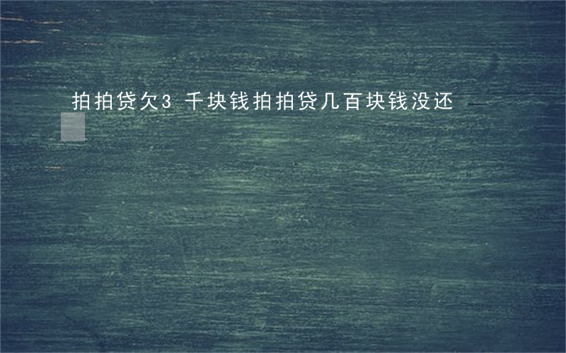 拍拍贷欠3千块钱(拍拍贷几百块钱没还)