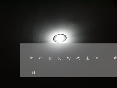 拍拍贷欠的钱怎么一次性还(拍拍贷一次性还清)
