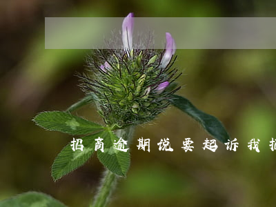 招商逾期说要起诉我 招商贷款逾期说要起诉