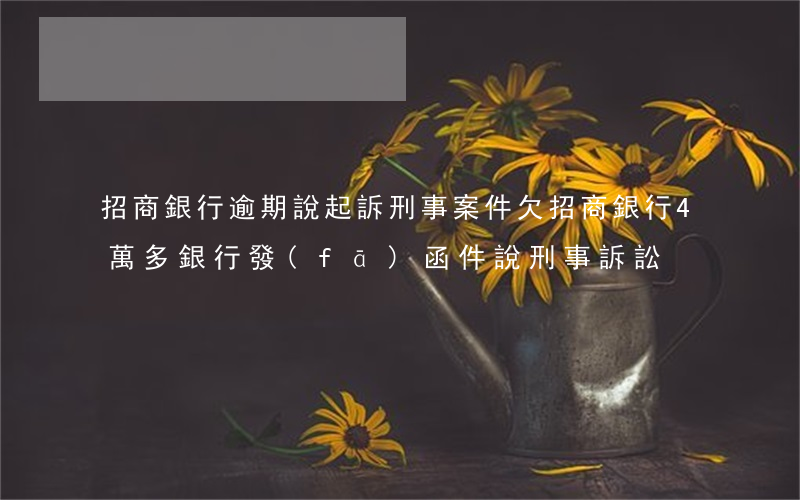 招商銀行逾期說起訴刑事案件 欠招商銀行4萬多,銀行發(fā)函件說刑事訴訟