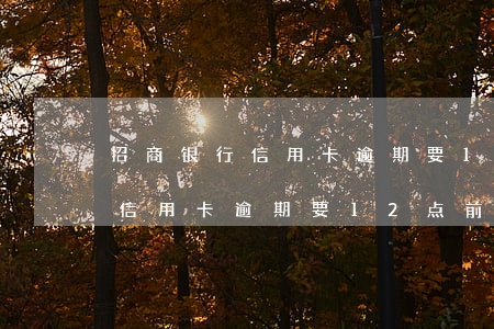 招商银行信用卡逾期要12点前-招商银行信用卡逾期要12点前还款吗