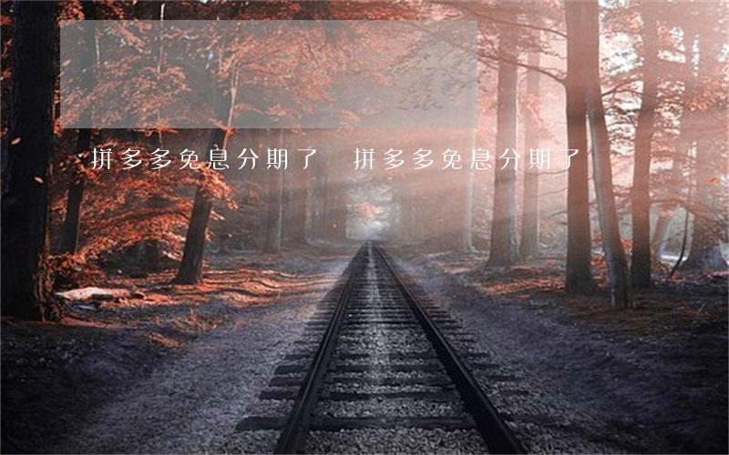 拼多多免息分期了嗎(拼多多免息分期了嗎)