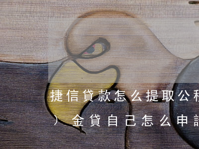 捷信貸款怎么提取公積金(捷信現(xiàn)金貸自己怎么申請)