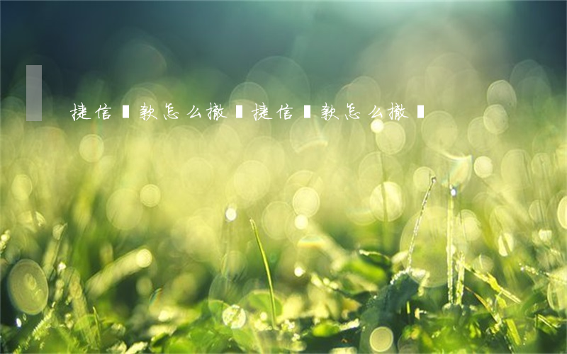 捷信貸款怎么撤銷(捷信貸款怎么撤銷)